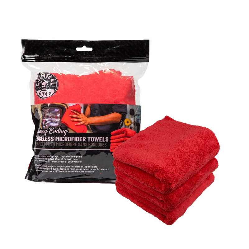 Happy Ending Edgeless Microfiber Towel, Red 16"X16" (3 Pack)