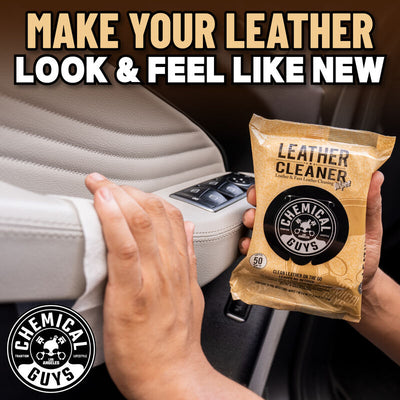 Leather Cleaner Car Cleaning Wipes for Leather, Vinyl, and Faux Leather (50 Wipes)