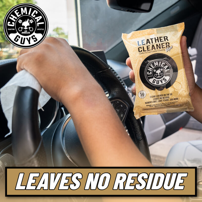 Leather Cleaner Car Cleaning Wipes for Leather, Vinyl, and Faux Leather (50 Wipes)