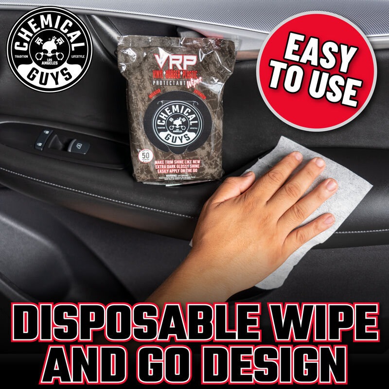 VRP Protectant Car Wipes for Vinyl, rubber and plastic (50 wipes)