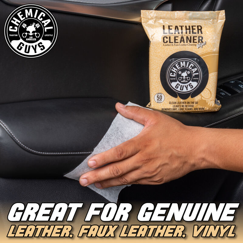 Leather Cleaner Car Cleaning Wipes for Leather, Vinyl, and Faux Leather (50 Wipes)