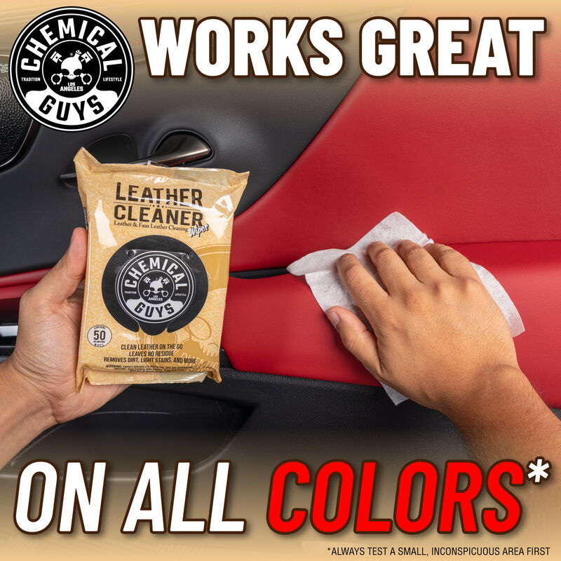 Leather Cleaner Car Cleaning Wipes for Leather, Vinyl, and Faux Leather (50 Wipes)