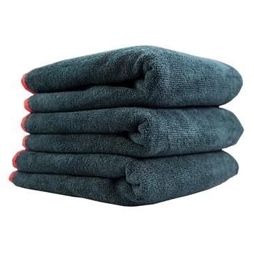 Microfiber Towels 16X16 Heavy Black Towel, With Red Silk Edges - (3pcs/Bag) - 1Unit