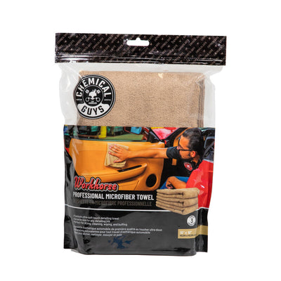 Workhorse Tan Brown Professional Grade Microfiber Towel 16"X16" (Leather & Vinyl) (3 Pack)